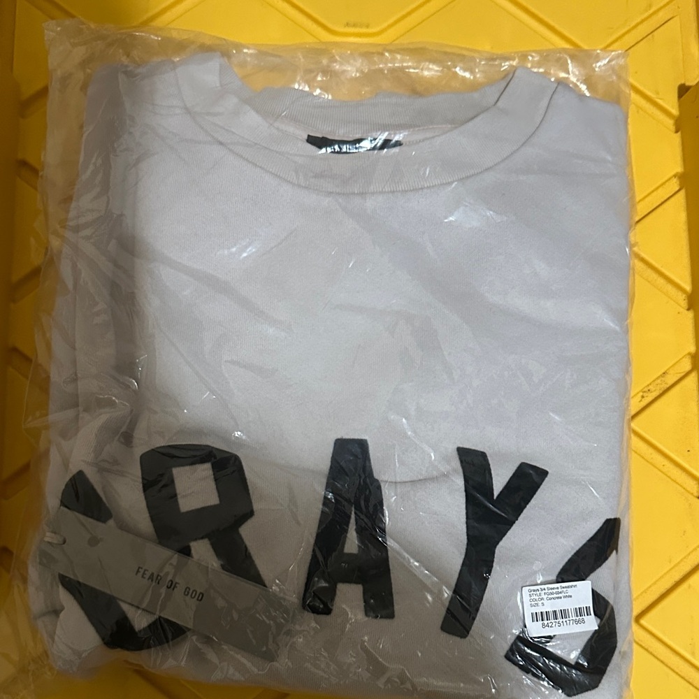 Fear of God White and Black Graphic Sweatshirt